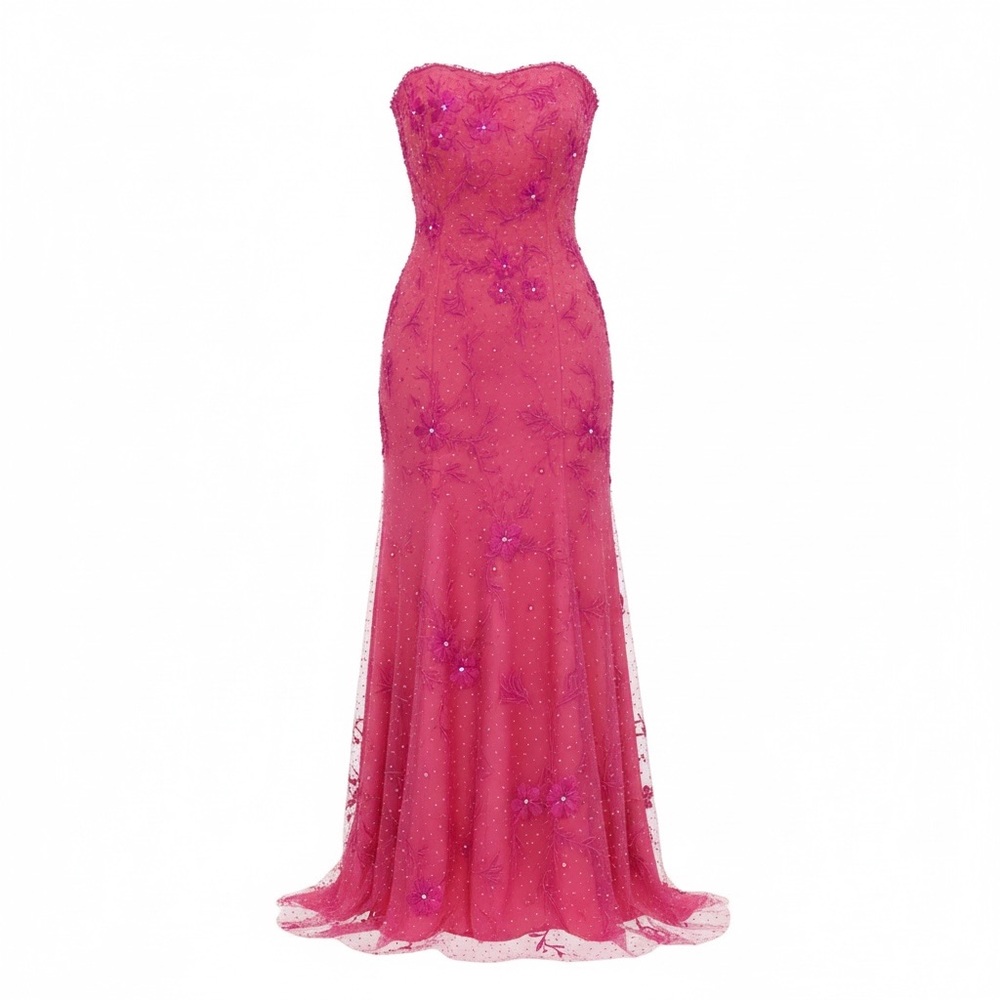 Jovani Pink and fuchsia beaded embroidery Embellished Wedding Dresses sz 8